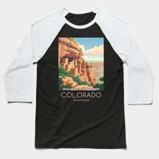 A Vintage Travel Illustration of Mesa Verde National Park - Colorado - US Baseball T-Shirt